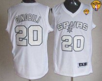 San Antonio Spurs -20 Manu Ginobili White Winter On-Court Finals Patch Stitched NBA Jersey