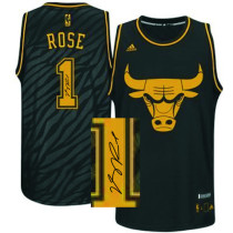 Autographed Chicago Bulls -1 Derrick Rose Black Precious Metals Fashion Stitched NBA Jersey Autographed Chicago Bulls -1 Derrick Rose Black Precious Metals Fashion Stitched NBA Jersey