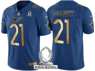 DALLAS COWBOYS -21 EZEKIEL ELLIOTT NFC 2017 PRO BOWL BLUE GOLD LIMITED JERSEY