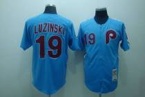 Mitchell and Ness Philadelphia Phillies #19 Greg Luzinski Stitched Blue Throwback MLB Jersey Mitchell and Ness Philadelphia Phillies #19 Greg Luzinski Stitched Blue Throwback MLB Jersey