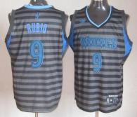 Minnesota Timberwolves -9 Ricky Rubio Black Grey Groove Stitched NBA Jersey