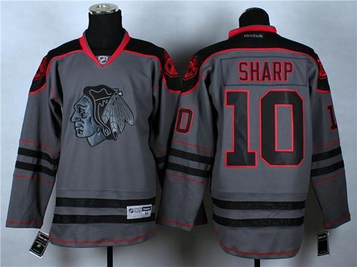 Chicago Blackhawks -10 Patrick Sharp Charcoal Cross Check Fashion Stitched NHL Jersey
