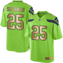 Nike Seahawks -25 Richard Sherman Green Stitched NFL Limited Gold Rush Jersey Nike Seahawks -25 Richard Sherman Green Stitched NFL Limited Gold Rush Jersey
