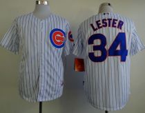 Chicago Cubs -34 Jon Lester White Blue Strip Cool Base Stitched MLB Jersey Chicago Cubs -34 Jon Lester White Blue Strip Cool Base Stitched MLB Jersey