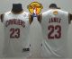 Revolution 30 Cleveland Cavaliers #23 LeBron James White The Finals Patch Stitched Youth NBA Jersey