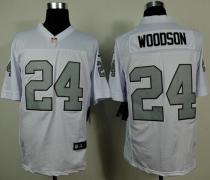 Nike Oakland Raiders #24 Charles Woodson White Silver No Men's Stitched NFL Elite Jersey Nike Oakland Raiders #24 Charles Woodson White Silver No Men's Stitched NFL Elite Jersey
