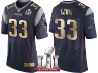 NEW ENGLAND PATRIOTS -33 DION LEWIS NAVY SUPER BOWL LI CHAMPIONS GOLD ELITE JERSEY