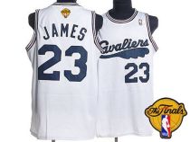 Mitchell and Ness Cleveland Cavaliers -23 LeBron James White Throwback The Finals Patch Stitched NBA Mitchell and Ness Cleveland Cavaliers -23 LeBron James White Throwback The Finals Patch Stitched NBA