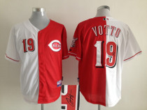 Cincinnati Reds -19 Joey Votto White Red Split Fashion Stitched MLB Autographed Jersey Cincinnati Reds -19 Joey Votto White Red Split Fashion Stitched MLB Autographed Jersey