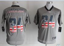 Nike Oakland Raiders #34 Bo Jackson Grey Men's Stitched NFL Elite USA Flag Fashion Jersey Nike Oakland Raiders #34 Bo Jackson Grey Men's Stitched NFL Elite USA Flag Fashion Jersey