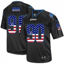 Nike Detroit Lions -90 Ndamukong Suh Black NFL Elite USA Flag Fashion Jersey Nike Detroit Lions -90 Ndamukong Suh Black NFL Elite USA Flag Fashion Jersey