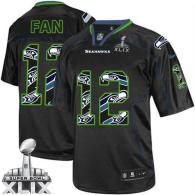 Nike Seattle Seahawks #12 Fan New Lights Out Black Super Bowl XLIX Men‘s Stitched NFL Elite Jersey
