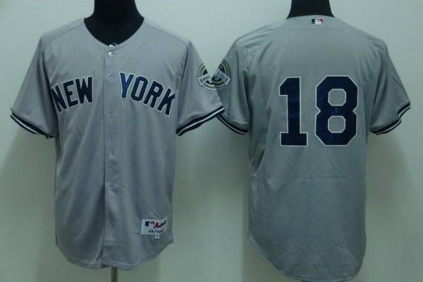 New York Yankees -18 Johnny Damon Stitched Grey MLB Jersey