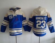 Dodgers -23 Adrian Gonzalez Blue Sawyer Hooded Sweatshirt MLB Hoodie
