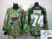 Autographed St Louis Blues -74 T J Oshie Camo Veterans Day Practice NHL Jersey Autographed St Louis Blues -74 T J Oshie Camo Veterans Day Practice NHL Jersey