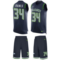 Seahawks -34 Thomas Rawls Steel Blue Team Color Stitched NFL Limited Tank Top Suit Jersey