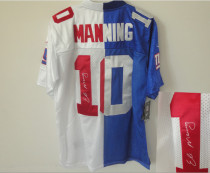 Nike New York Giants #10 Eli Manning Blue White Men's Stitched NFL Autographed Elite Split Jersey Nike New York Giants #10 Eli Manning Blue White Men's Stitched NFL Autographed Elite Split Jersey