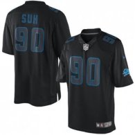 Nike Lions -90 Ndamukong Suh Black Stitched NFL Impact Limited Jersey