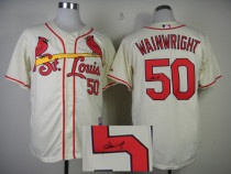 Mitchell And Ness Autographed MLB St Louis Cardinals #50 Adam Wainwright Cream Throwback Stitched Je Mitchell And Ness Autographed MLB St Louis Cardinals #50 Adam Wainwright Cream Throwback Stitched Je