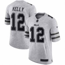 Nike Bills -12 Jim Kelly Gray Stitched NFL Limited Gridiron Gray II Jersey Nike Bills -12 Jim Kelly Gray Stitched NFL Limited Gridiron Gray II Jersey