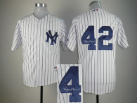 Autographed MLB New York Yankees -42 Mariano Rivera White Stitched Jersey