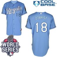 Kansas City Royals -18 Ben Zobrist Light Blue Alternate 1 Cool Base W 2015 World Series Patch Stitch