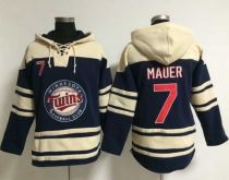 Minnesota Twins -7 Joe Mauer Navy Blue Sawyer Hooded Sweatshirt MLB Hoodie Minnesota Twins -7 Joe Mauer Navy Blue Sawyer Hooded Sweatshirt MLB Hoodie