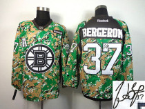 Autographed Boston Bruins -37 Patrice Bergeron Camo Veterans Day Practice NHL Jersey Autographed Boston Bruins -37 Patrice Bergeron Camo Veterans Day Practice NHL Jersey