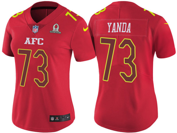 WOMEN'S AFC 2017 PRO BOWL BALTIMORE RAVENS #73 MARSHAL YANDA RED GAME JERSEY