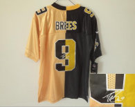NEW NFL New Orleans Saints 9 Drew Brees Black-Gold Jerseys(Split Elite)