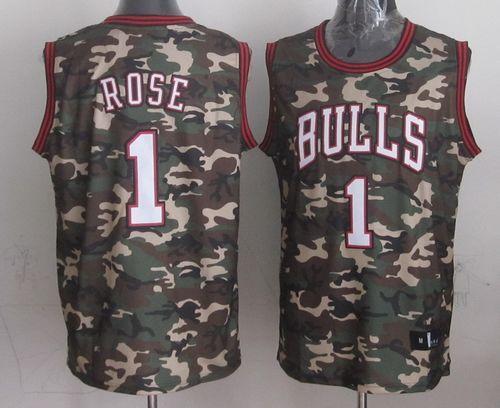 Chicago Bulls -1 Derrick Rose Camo Stealth Collection Stitched NBA Jersey