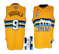 Autographed Denver Nuggets -9 Andre Iguodala Yellow Alternate Stitched NBA Jersey