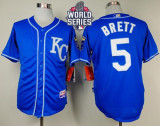 Kansas City Royals -5 George Brett Light Blue Alternate 2 Cool Base W 2015 World Series Patch Stitch