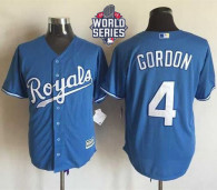 Kansas City Royals -4 Alex Gordon Light Blue Alternate 1 New Cool Base W 2015 World Series Patch Sti