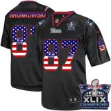 Nike New England Patriots -87 Rob Gronkowski Black Super Bowl XLIX Champions Patch Mens Stitched NFL