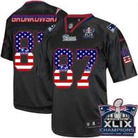 Nike New England Patriots -87 Rob Gronkowski Black Super Bowl XLIX Champions Patch Mens Stitched NFL