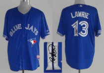 MLB Toronto Blue Jays #13 Brett Lawrie Stitched Blue Cool Base Autographed Jersey MLB Toronto Blue Jays #13 Brett Lawrie Stitched Blue Cool Base Autographed Jersey