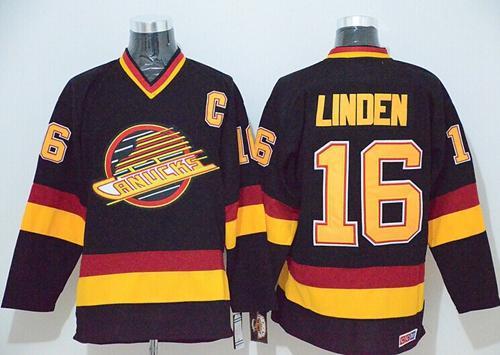 Vancouver Canucks -16 Trevor Linden Black CCM Throwback Stitched NHL Jersey