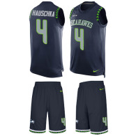 Seahawks -4 Steven Hauschka Steel Blue Team Color Stitched NFL Limited Tank Top Suit Jersey