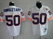 Mitchell and Ness Bears -50 Mike Singletary White With Big Number Bear Patch Stitched Throwback NFL Mitchell and Ness Bears -50 Mike Singletary White With Big Number Bear Patch Stitched Throwback NFL