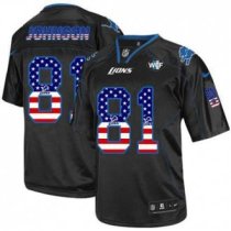 Nike Detroit Lions -81 Calvin Johnson Black With WCF Patch NFL Elite USA Flag Fashion Jersey Nike Detroit Lions -81 Calvin Johnson Black With WCF Patch NFL Elite USA Flag Fashion Jersey