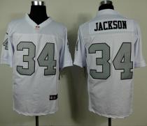 Nike Oakland Raiders #34 Bo Jackson White Silver No Men's Stitched NFL Elite Jersey Nike Oakland Raiders #34 Bo Jackson White Silver No Men's Stitched NFL Elite Jersey