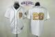San Francisco Giants #28 Buster Posey Cream Gold No  W 2014 World Series Patch Stitched MLB Jersey