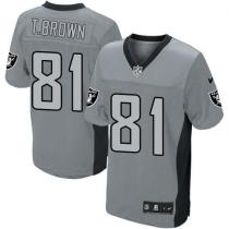 Nike Oakland Raiders #81 Tim Brown Grey Shadow Men's Stitched NFL Elite Jersey Nike Oakland Raiders #81 Tim Brown Grey Shadow Men's Stitched NFL Elite Jersey
