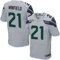 Seattle Seahawks Super Bowl XLVIII #21 Men's Antoine Winfield Elite Alternate Grey Jersey