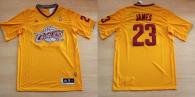 Cleveland Cavaliers -23 LeBron James Yellow Throwback Short Sleeve Stitched NBA Jersey