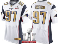 NEW ENGLAND PATRIOTS -97 ALAN BRANCH WHITE SUPER BOWL LI CHAMPIONS GOLD ELITE JERSEY