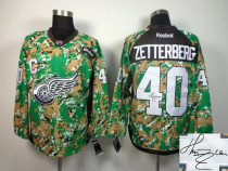Autographed Detroit Red Wings -40 Henrik Zetterberg Camo Veterans Day Practice NHL Jersey Autographed Detroit Red Wings -40 Henrik Zetterberg Camo Veterans Day Practice NHL Jersey