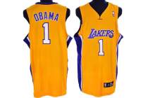 Los Angeles Lakers -1 President Obama Stitched Yellow NBA Jersey Los Angeles Lakers -1 President Obama Stitched Yellow NBA Jersey