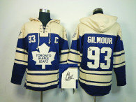 Autographed Toronto Maple Leafs -93 Doug Gilmour Blue Sawyer Hooded Sweatshirt Stitched NHL Jersey